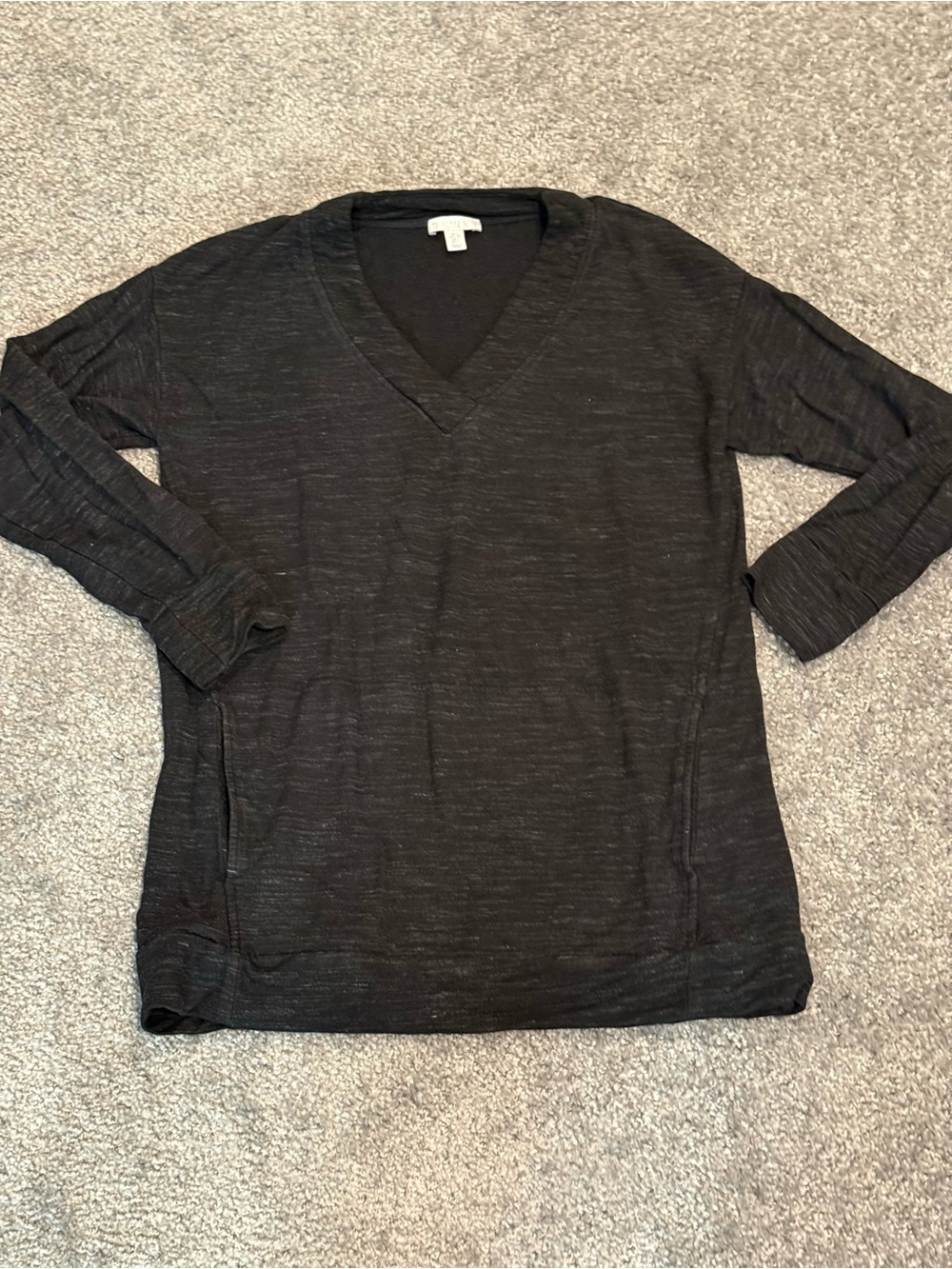 Classic V-Neck Long Sleeve Sweater - Black with pockets